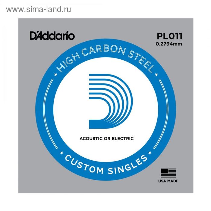 Отдельная стальная струна D`Addario PL011 PLAIN STEEL без обмотки 0.011" - Фото 1