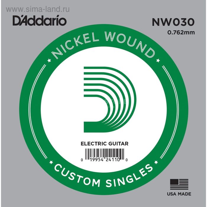 Отдельная струна D'Addario NW030 Nickel Wound  для электрогитары, .030, - Фото 1