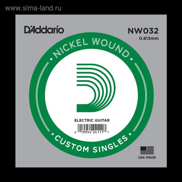 Отдельная струна D'Addario NW032 Nickel Wound  для электрогитары, .032, - Фото 1