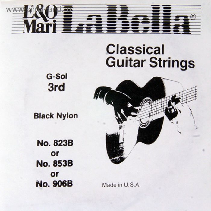 Отдельная струна La Bella 823B  гитарная №3 черный нейлон La Bella - Фото 1