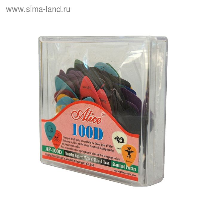 Коробка медиаторов Alice AP-100D  целлулоид, 100шт - Фото 1