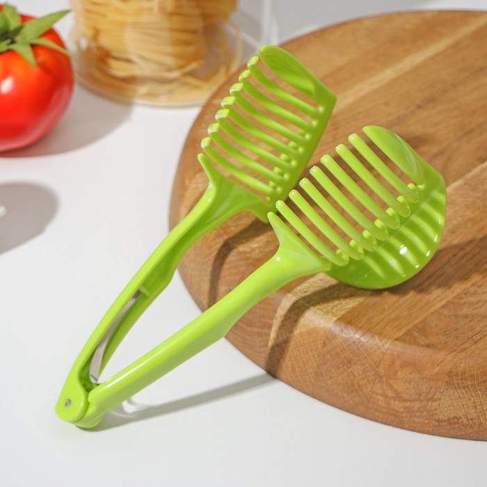 Щипцы для нарезки томатов Доляна, 18×8 см, цвет зелёный - Фото 1