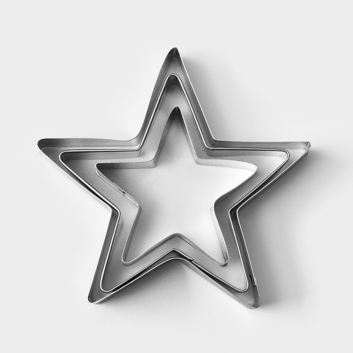 Набор форм для вырезания печенья Доляна «Остроконечная звезда», 3 шт, цвет серебряный - фото 1880341103