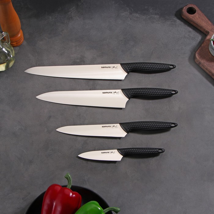 Набор ножей Samura GOLF, 4 шт: лезвие 9,8 см, 15,8 см, 22,1 см, 25,1 см - фото 1884796378