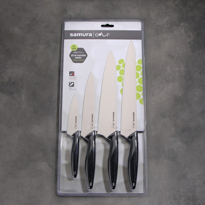 Набор ножей Samura GOLF, 4 шт: лезвие 9,8 см, 15,8 см, 22,1 см, 25,1 см - фото 1884796379