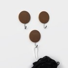 Крючки самоклеящиеся Доляна «Деревянные круги», 3 шт, цвет коричневый - Фото 3