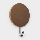 Крючки самоклеящиеся Доляна «Деревянные круги», 3 шт., коричневые - Фото 3