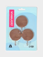 Крючки самоклеящиеся Доляна «Деревянные круги», 3 шт., коричневые - Фото 9