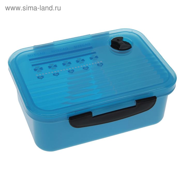 Ланч-бокс пластиковый 2 отделения SIYECAO, прямоугольный, 350 мл, 1,15 л, 19×15×7 см с ложкой, цвета МИКС - Фото 1