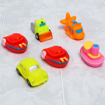 Набор резиновых игрушек для ванны «Транспорт», с пищалкой, 6 шт, Крошка Я