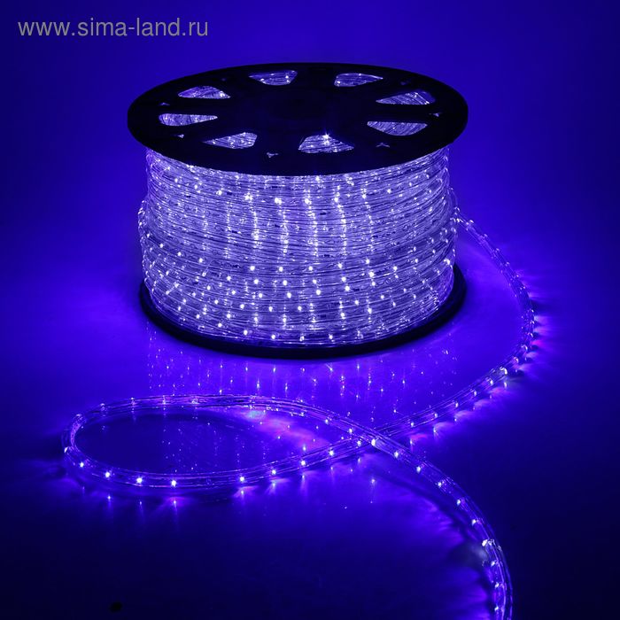 Световой шнур Luazon Lighting 13 мм, IP65, 100 м, 36 LED/м, 220 В, 2W, мерцание, свечение синее/белое - Фото 1