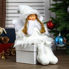 Кукла интерьерная "Ангел-девочка в белой шубке, колпаке и шарфике" 47 см - фото 2855852