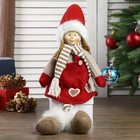 Кукла интерьерная "Девочка в красном колпаке и полосатом шарфике" 57 см - Фото 1
