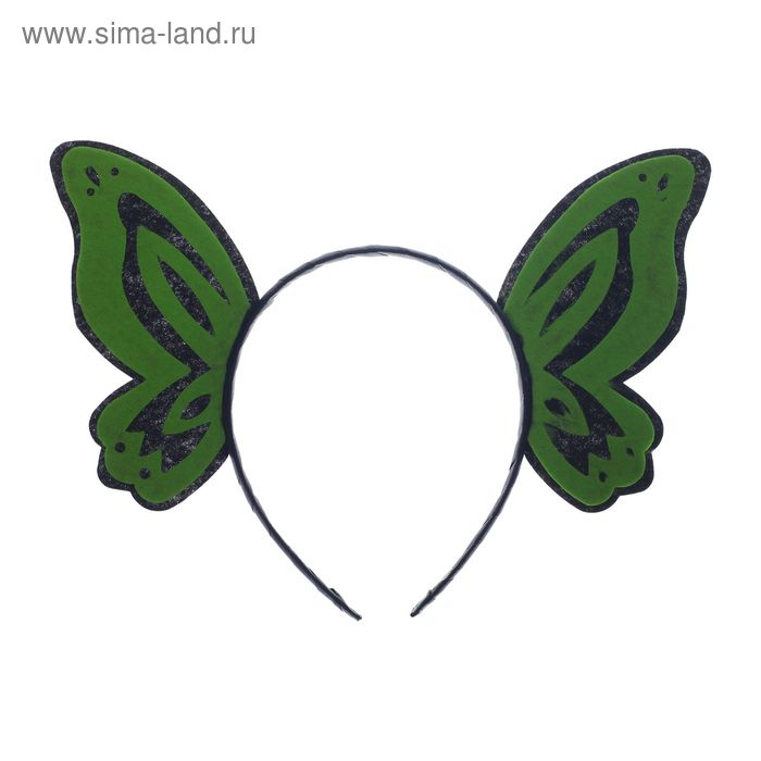 Карнавальный ободок «Бабочка», цвет зелёный - Фото 1