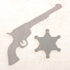 Ковбойский пистолет 21 × 15 см, со значком, серебро - Фото 1