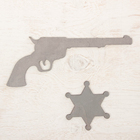 Ковбойский пистолет 21 × 15 см, со значком, серебро - Фото 2