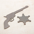 Ковбойский пистолет 21 × 15 см, со значком, серебро - Фото 3