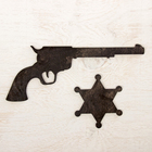 Ковбойский пистолет 21 × 15 см, со значком, чёрный - Фото 2