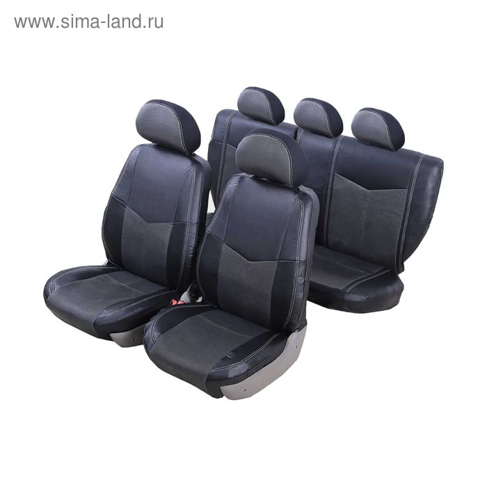 Авточехлы Senator Verona, экокожа+жаккард Renault Duster 2011-2015, чёрные - Фото 1