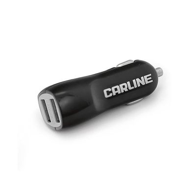 Адаптер автомобильный Carline 2хUSB,1A и 2.1А, в прикуриватель 12,24В, чёрный,