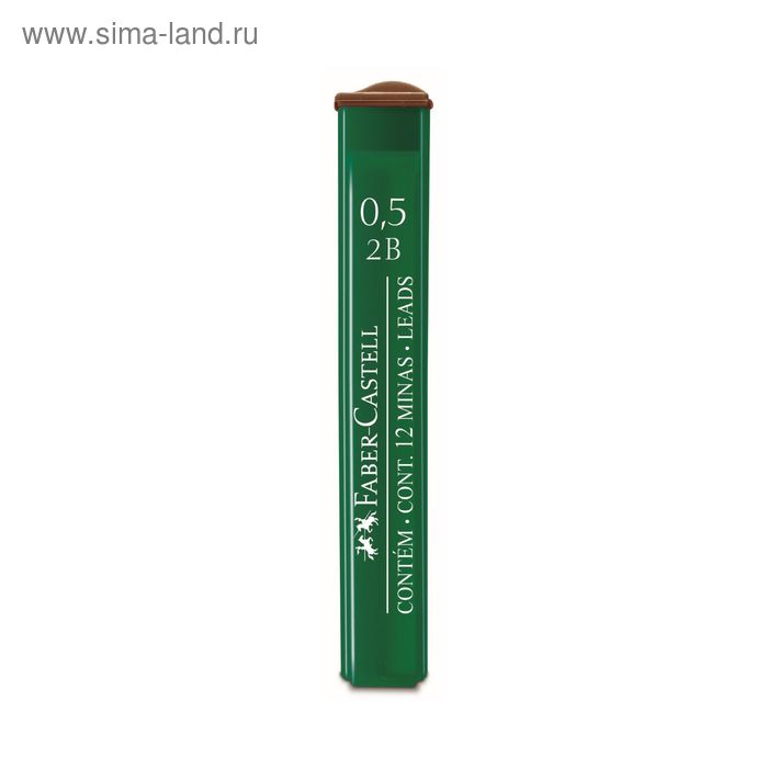 Грифели для механических карандашей 0.5 мм Faber-Castell Polymer 2В 12 штук футляр - Фото 1