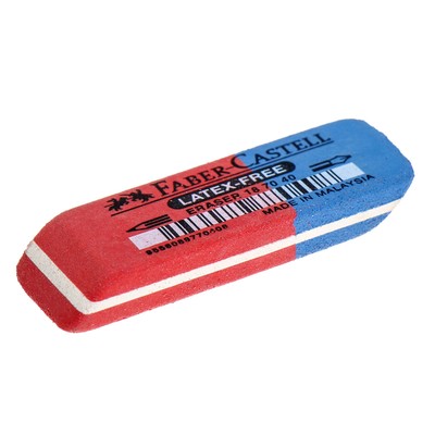 Ластик Faber-Castell каучук 7070, 50×18×8, двухсторонний для карандашей и чернил, красно-синий