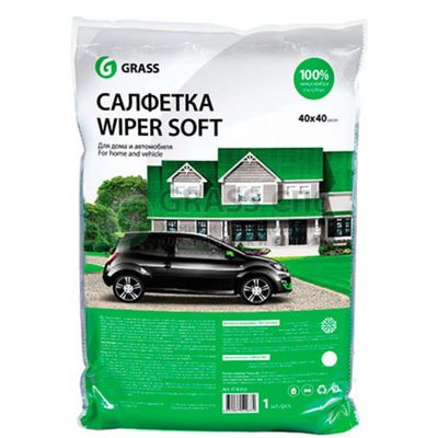 Салфетка WIPER SOFT, 100% микрофибра 40*40 упакованная, Grass