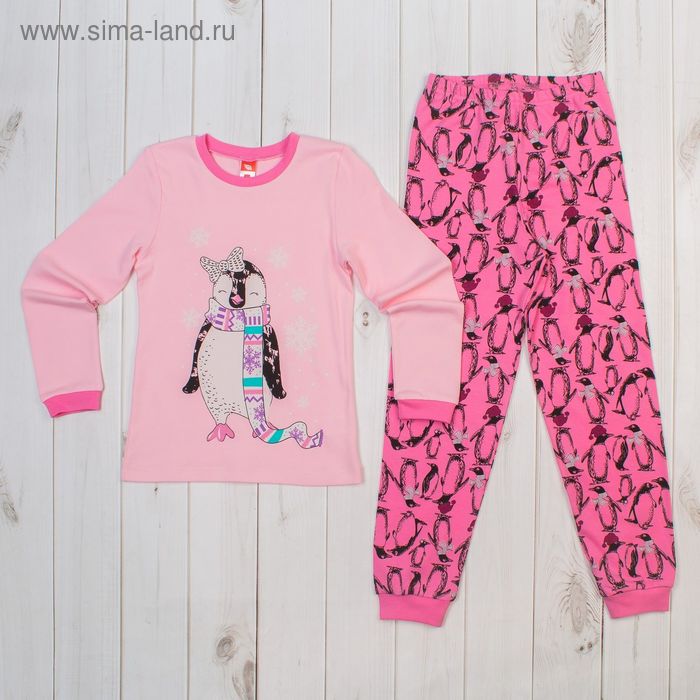 Пижама для девочки, рост 110 см, цвет светло-розовый/розовый CAK 5309 - Фото 1