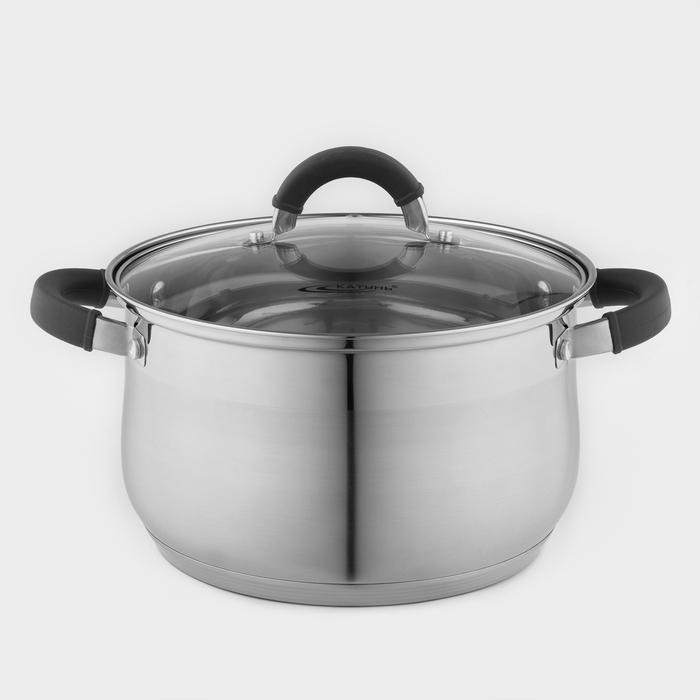 Кастрюля Катунь «Ирида», 5.2 л, d=22 см, капсульное дно, индукция, нержавеющая сталь, AISI - 201 - Фото 1