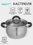 Кастрюля Катунь «Ирида», 2.9 л, d=18 см, капсульное дно, индукция, нержавеющая сталь, AISI - 201 - Фото 1