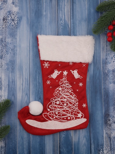 Носок для подарков «Волшебство. Ёлочка», 18×25 см, красный
