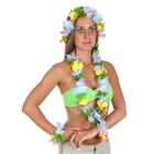 Набор гавайская тема 4 в 1: ожерелье, венок, 2 браслета, многоцветные цветы - фото 290272469
