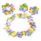 Набор гавайская тема 4 в 1: ожерелье, венок, 2 браслета, многоцветные цветы - фото 15930129