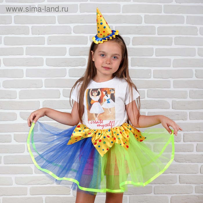 Карнавальный набор "Праздник", 2 предмета: ободок, юбка жёлто-синяя двухслойная, 3-5 лет - Фото 1