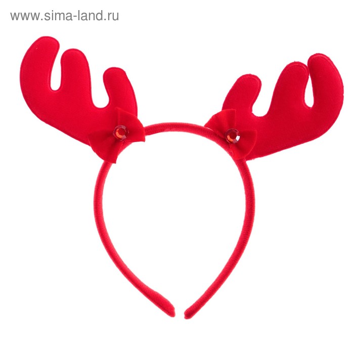 Карнавальный ободок «Рога», с бантиками, цвет красный - Фото 1