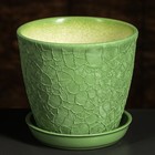 Горшок для цветов "Глория", шёлк, светло-зелёный, керамика, 0.5 л - Фото 1