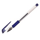 Набор гелевых ручек 12 штук, 0.5 мм, синий стержень LANCER, прозрачный корпус, с резиновым держателем - фото 24465249