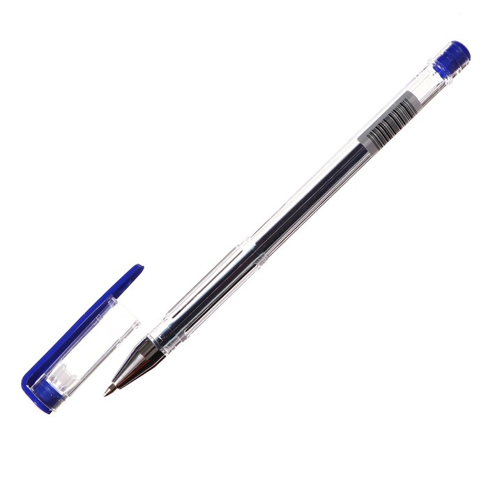 Набор 50 шт. Ручка гелевая 0.5 мм, синяя, корпус прозрачный, штрихкод на штуке