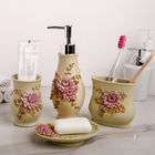 Набор аксессуаров для ванной комнаты «Лужайка», 4 предмета (дозатор 250 мл, мыльница, 2 стакана) - Фото 2