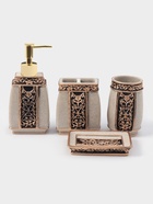 Аксессуары для ванной «Индийский слон», 4 предмета, дозатор, мыльница, 2 стакана, бежевые - Фото 1