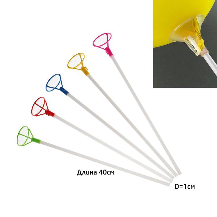 Трубочка+зажим для шаров, d=10 мм, длина 40 см, МИКС (в упаковке один цвет) - Фото 1