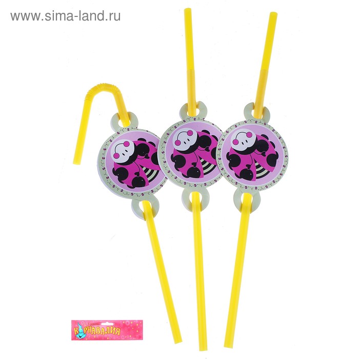 Трубочка для коктейля кругляш "Пчелка", набор 12 шт - Фото 1