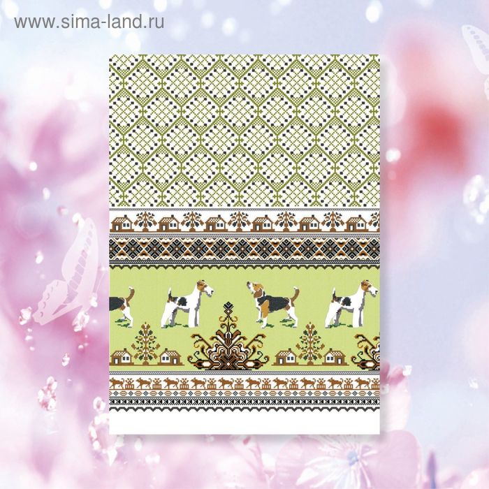 Полотенце  50х70см Собаки-вышивки МИКС, рогожка 170г/м, хл100% - Фото 1