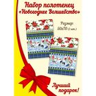 Набор полотенец в пакете Новогоднее волшебство 50х70 см, 2 шт, голубой, МИКС, вафля, 170 гр/м2, хлоп - Фото 4