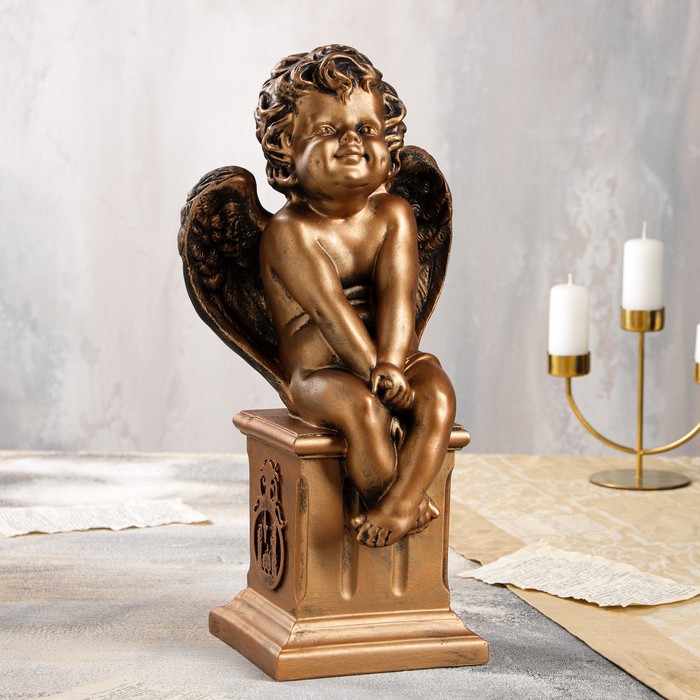 Статуэтка "Ангел на тумбе", бронзовая, 19х22х44 см - Фото 1