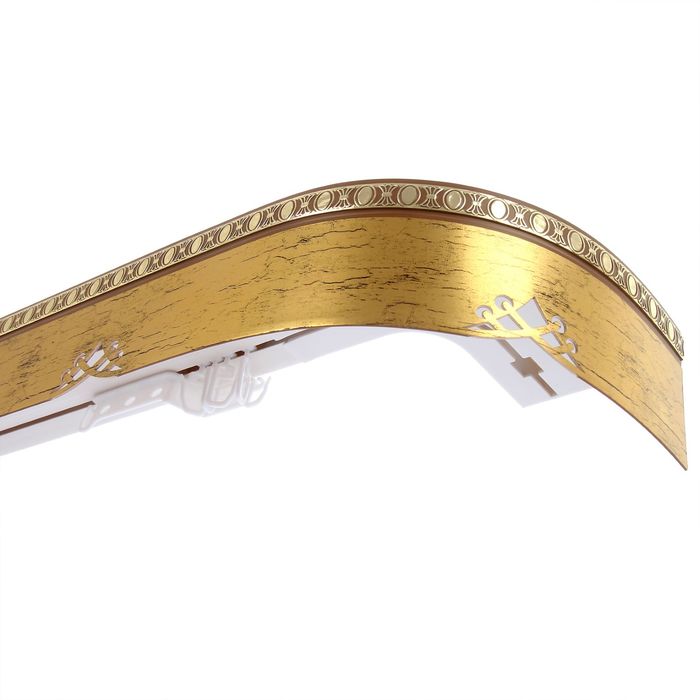 Карниз двухрядный «Ультракомпакт Моцарт», ширина 250 см, с декоративной планкой 7 см, цвет золото