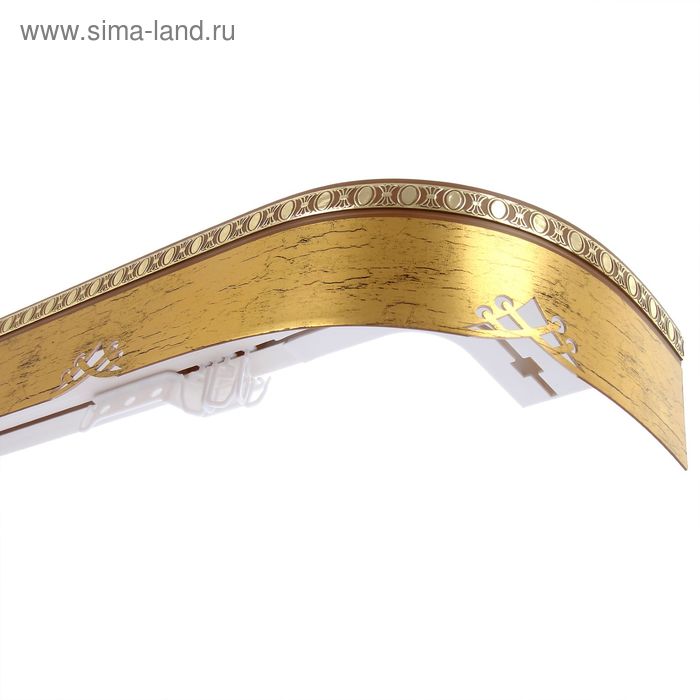 Карниз двухрядный «Ультракомпакт Моцарт», ширина 350 см, с декоративной планкой 7 см, цвет золото