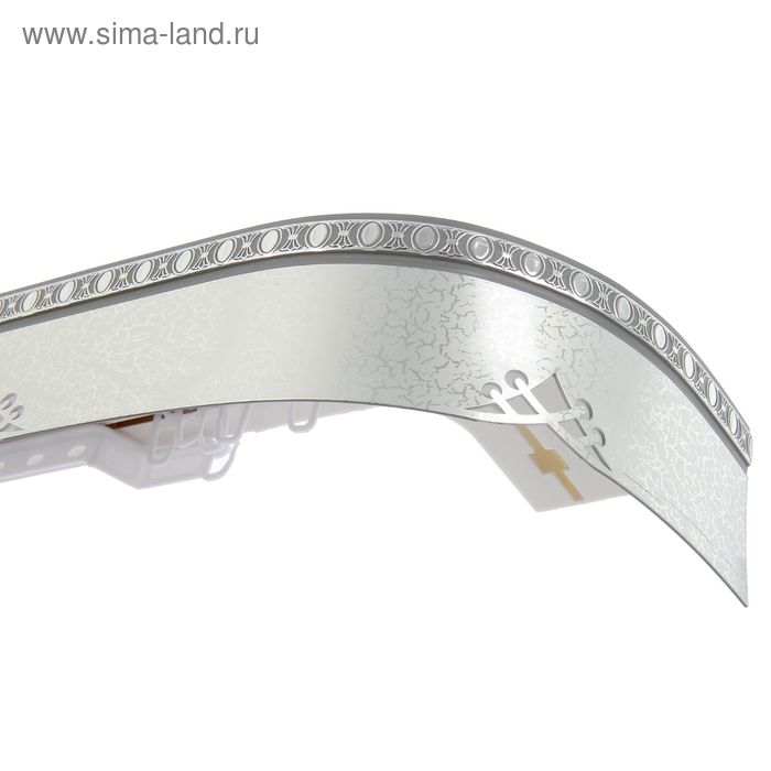 Карниз двухрядный 160 см, с декоративной планкой 7 см "Ультракомпакт. Моцарт", цвет серебро - Фото 1