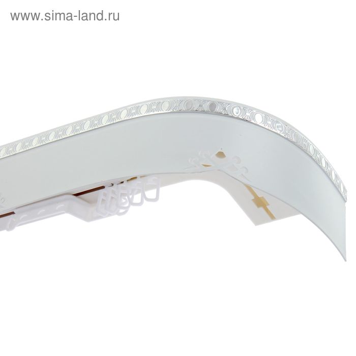 Карниз двухрядный «Ультракомпакт Моцарт», ширина 350 см, с декоративной планкой 7 см, цвет белый