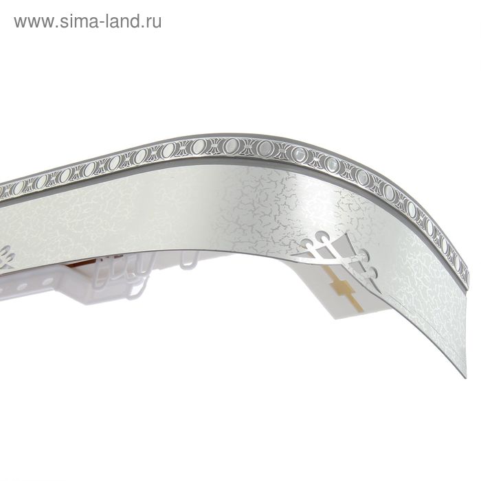 Карниз двухрядный «Ультракомпакт Моцарт», ширина 350 см, с декоративной планкой 7 см, цвет серебро - Фото 1